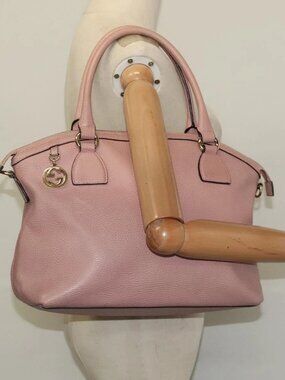 GUCCI Hand Bag Leather Outlet Pink Gold 449651